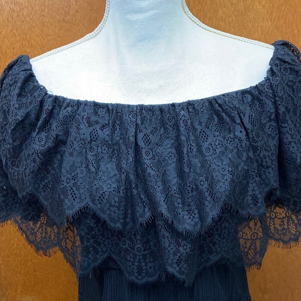 Witchy Woman Maxi Lace Dress Size S Layered Whimsigoth Off Shoulder Tier LATISTE